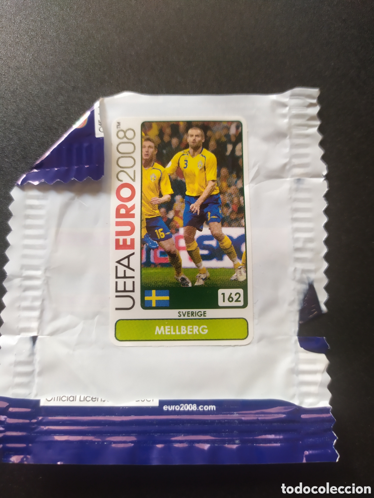 Cromos de f&uacute;tbol: UEFA Euro 2008 Austria Suiza panini mini sticker chicle Mellberg n&deg; 162 Suecia sin pegar