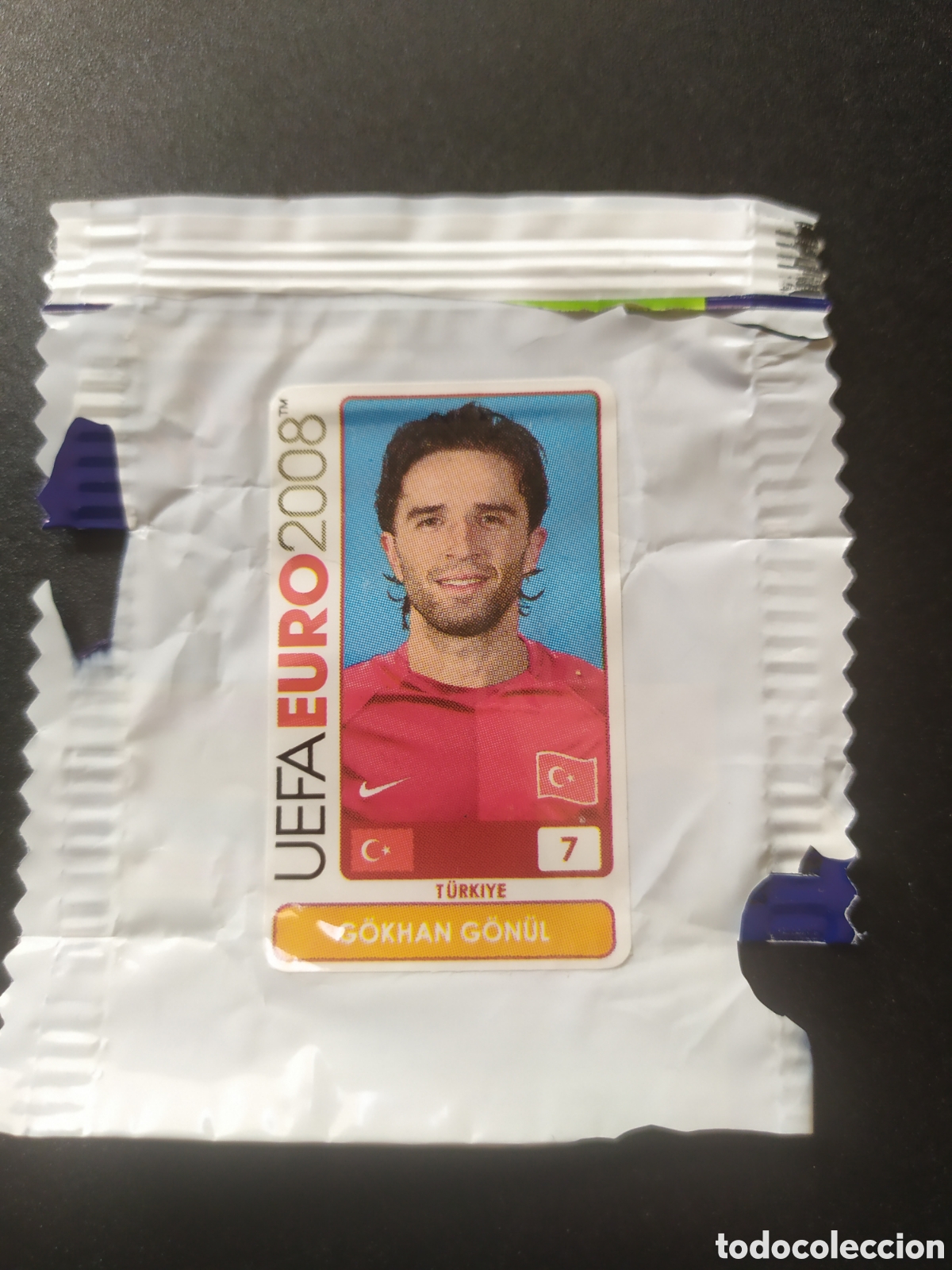 Cromos de f&uacute;tbol: UEFA Euro 2008 Austria Suiza panini mini sticker chicle Gokhan Gonul n&deg; 7 Turqu&iacute;a sin pegar