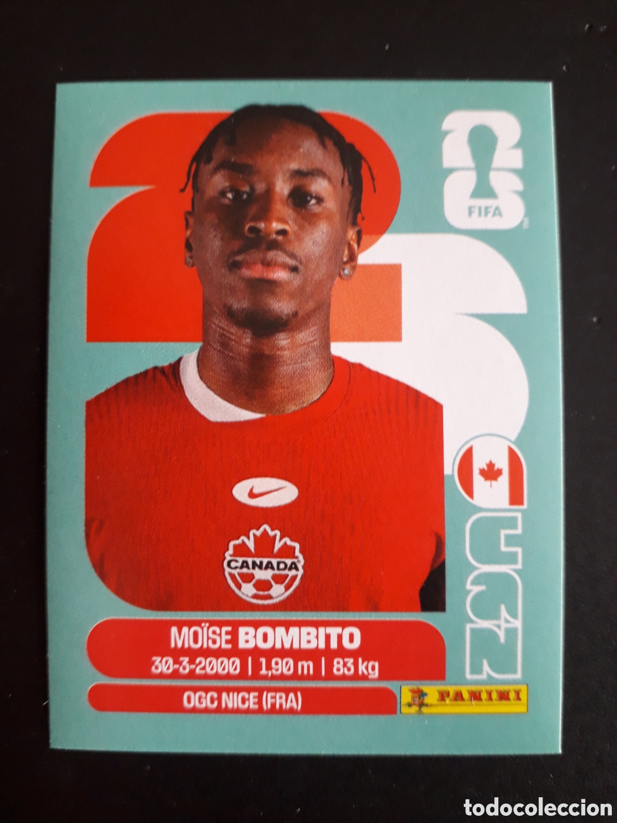 Cromos de f&uacute;tbol: BOMBITO CANAD&Aacute; CAN 8 MUNDIAL F&Uacute;TBOL 2026 FIFA WORLD CUP PANINI SIN PEGAR PEDIDO M&Iacute;NIMO 3&euro;