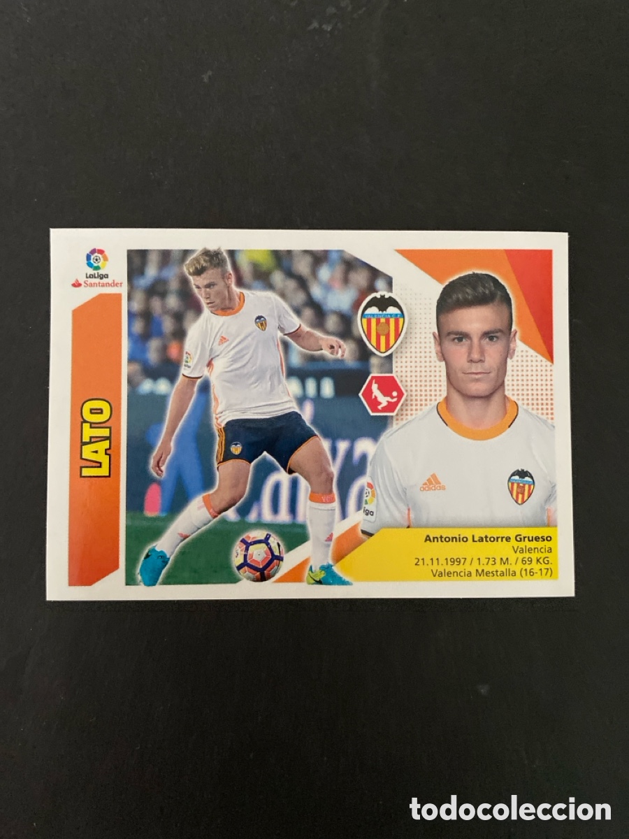 Cromos de f&uacute;tbol: Cromo liga 17/18 Valencia CF N* 6B