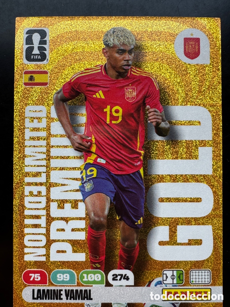 Cromos de f&uacute;tbol: Lamine Yamal Edici&oacute;n Limitada Premium Gold Espa&ntilde;a Mundial 2026