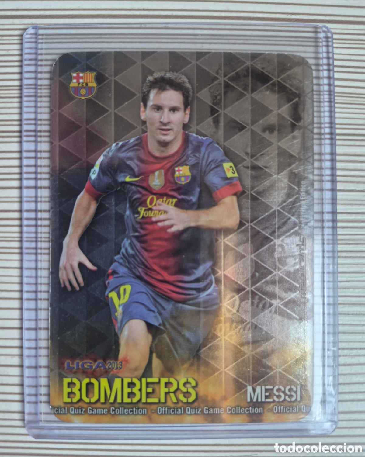 Cromos de f&uacute;tbol: MESSI BOMBER BRILLO LISO PUNTAS REDONDAS MUNDICROMO 2012 2013