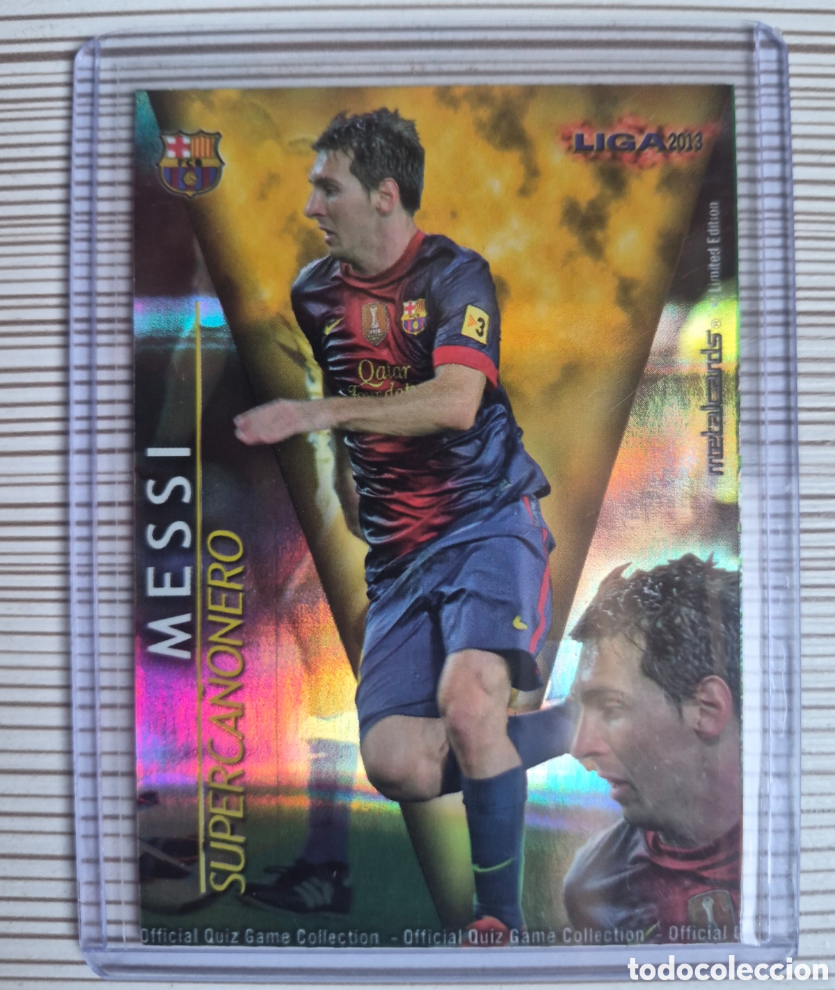 Cromos de f&uacute;tbol: MESSI SUPERCA&Ntilde;ONERO RAYAS PUNTAS CUADRADAS MUNDICROMO 2012 2013