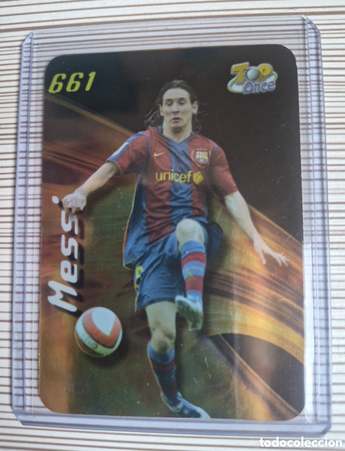 Cromos de f&uacute;tbol: MESSI TOP 11 BRILLO LISO MUNDICROMO 2008