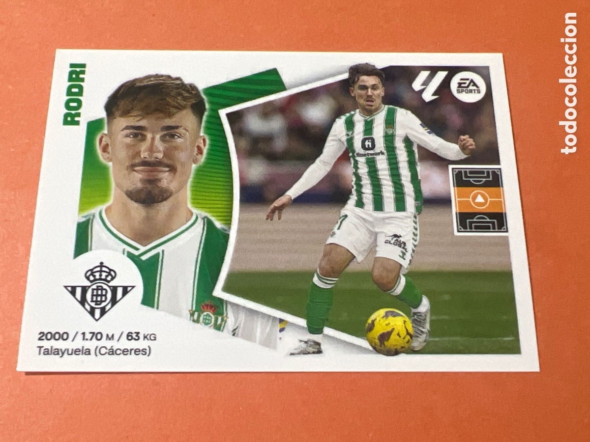 Cromos de f&uacute;tbol: A751. 15A Rodri, Real Betis, Panini Ediciones Liga Este 2024 2025 24 25, 15 A