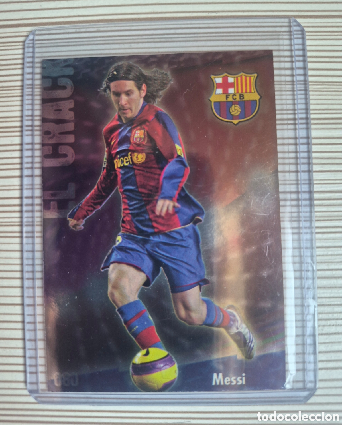 Cromos de f&uacute;tbol: MESSI EL CRACK BRILLO LISO PUNTAS CUADRADAS MUNDICROMO 2008 2009