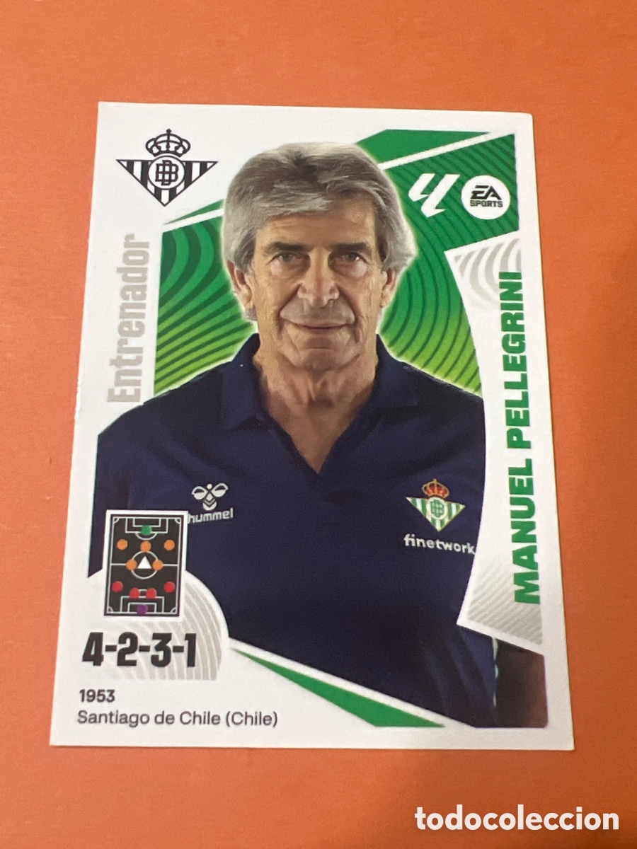 Cromos de f&uacute;tbol: A789. PELLEGRINI 2 ENTRENADOR REAL BETIS BALOMPIE LIGA ESTE PANINI 2024 2025 24 25 NUEVO SIN PEGAR