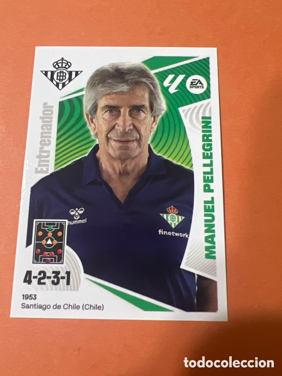Cromos de f&uacute;tbol: A922. PELLEGRINI 2 ENTRENADOR REAL BETIS BALOMPIE LIGA ESTE PANINI 2024 2025 24 25 NUEVO SIN PEGAR