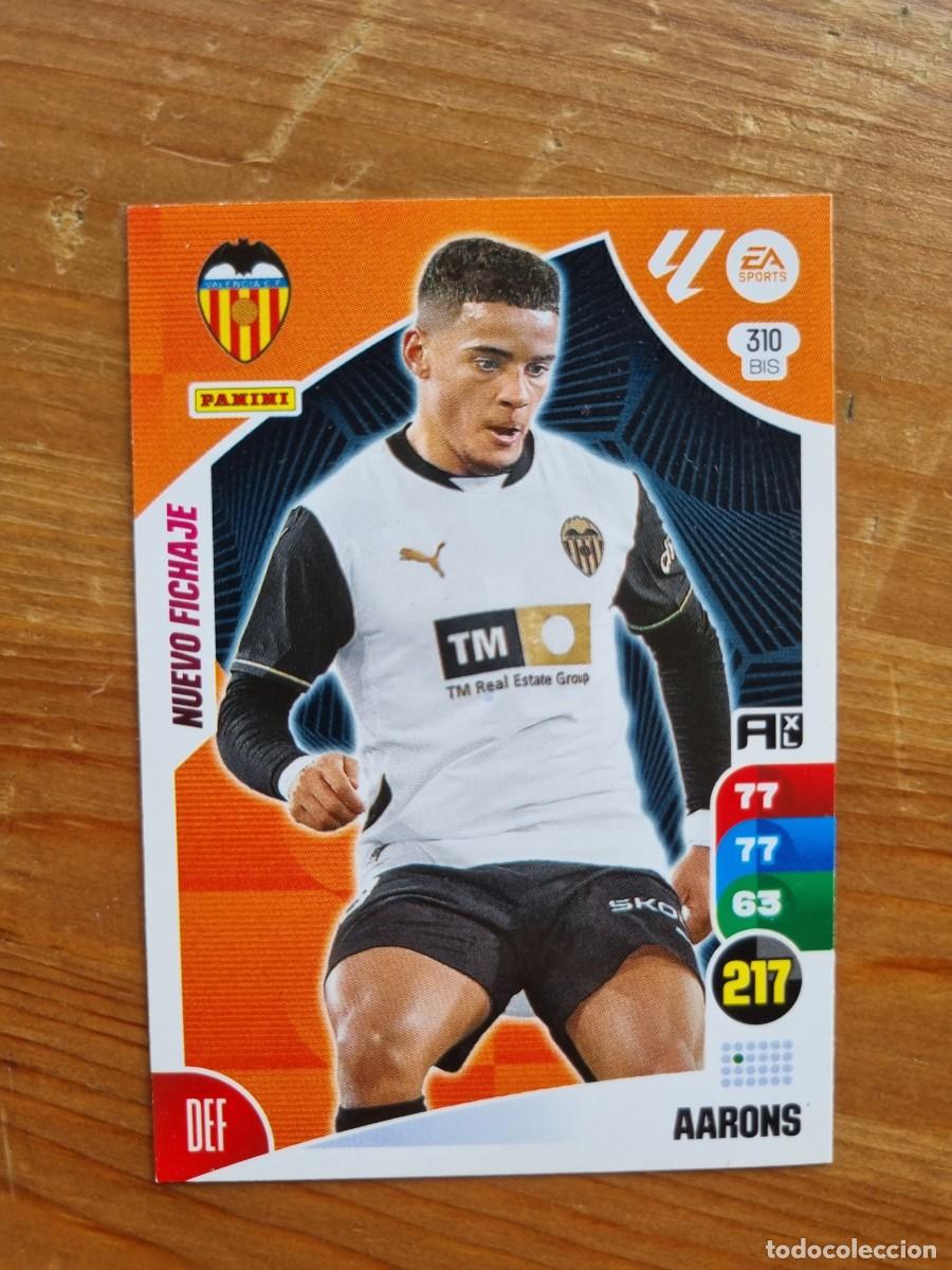 Cromos de f&uacute;tbol: 310 Bis AARONS (Valencia CF) NUEVO FICHAJE. Liga 2024 2025 24 25 Adrenalyn XL (Panini)