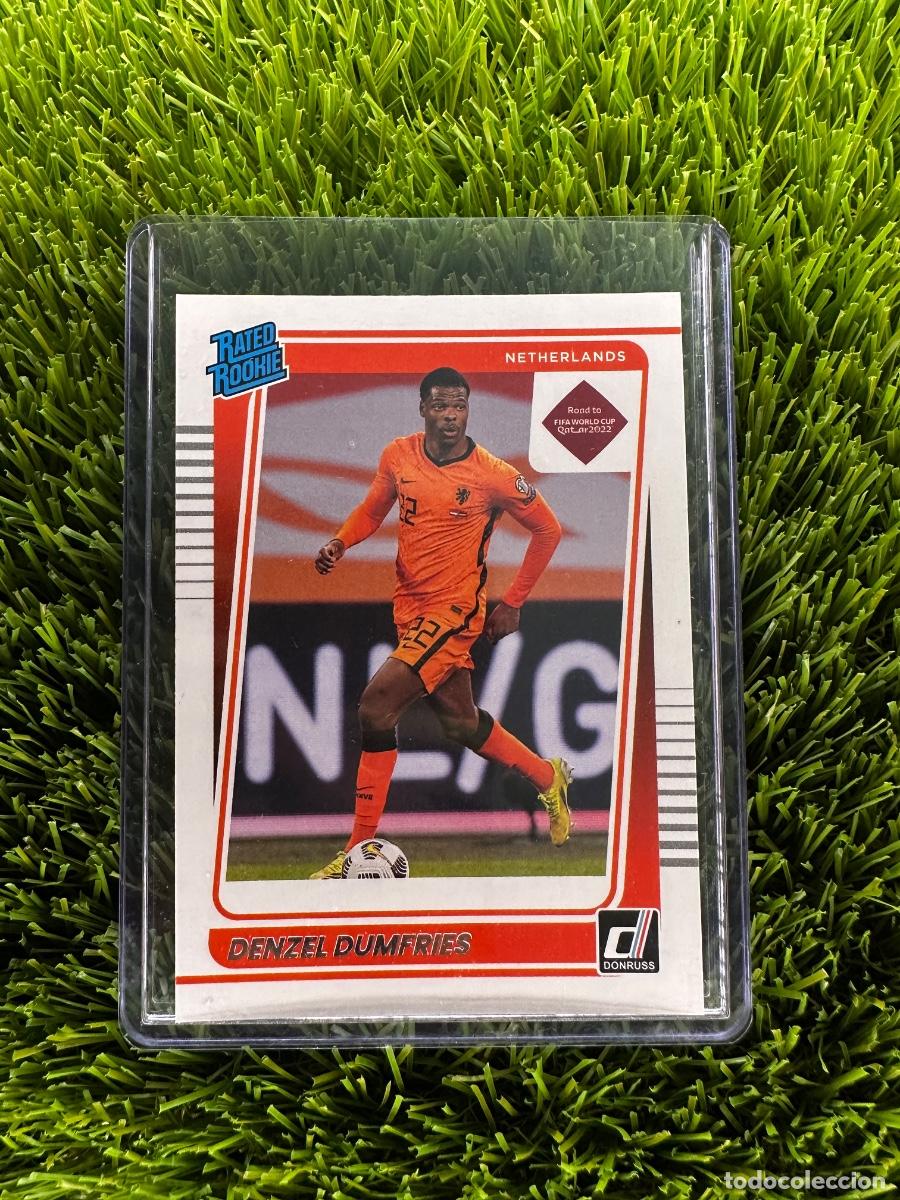 Cromos de f&uacute;tbol: N&ordm; 178 Denzel Dumfries Rated Rookie Pa&iacute;ses Bajos Donruss Road to Qatar 2022