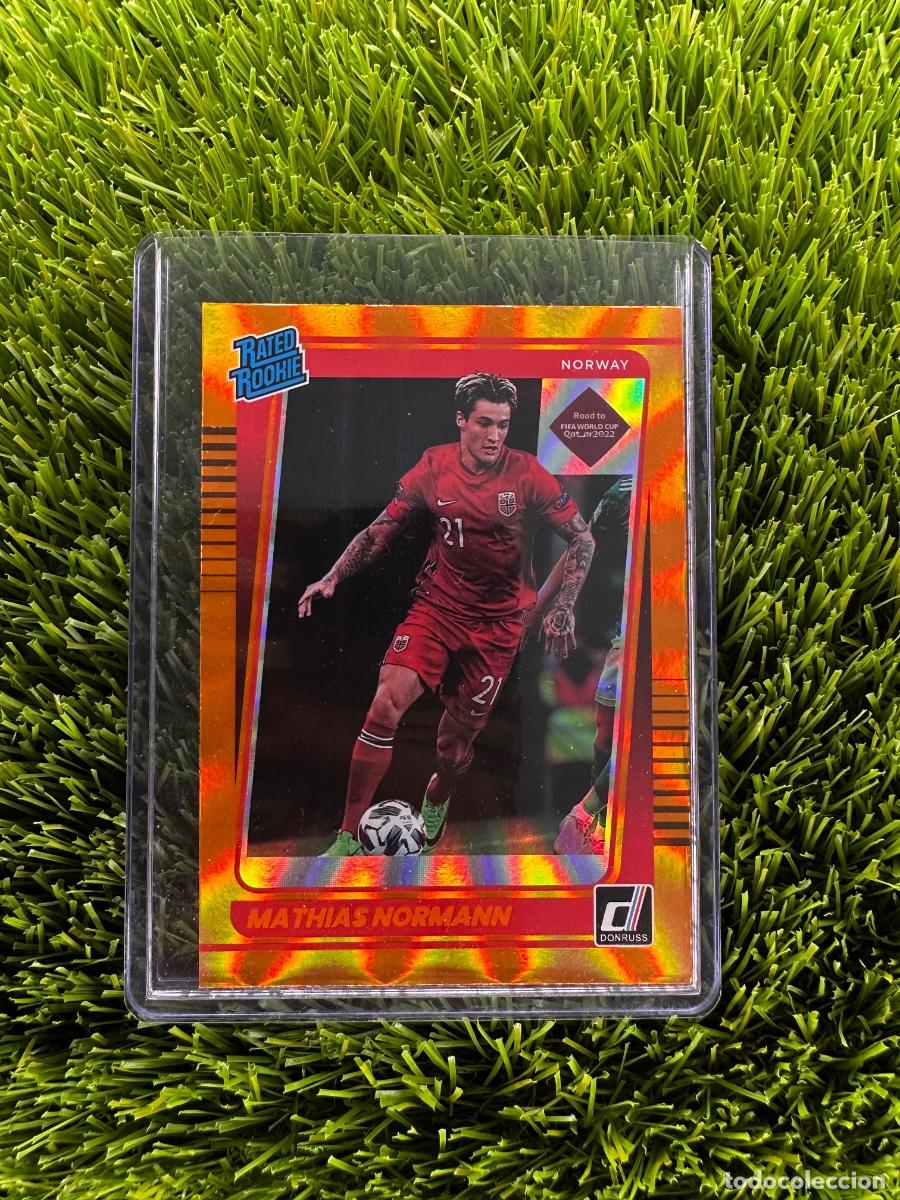 Cromos de f&uacute;tbol: N&ordm; 180 Mathias Normann Rated Rookie Holo Orange Laser Noruega Donruss Road to Qatar 2022