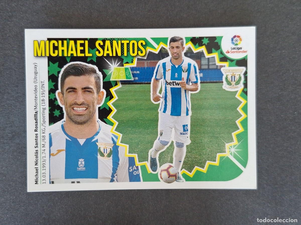 Fu&szlig;ball-Sticker: L1 MICHAEL SANTOS C. D. LEGANES FICHAJE 25 LIGA ESTE 2018 2019 18 19 NUNCA PEGADO SIN PEGAR