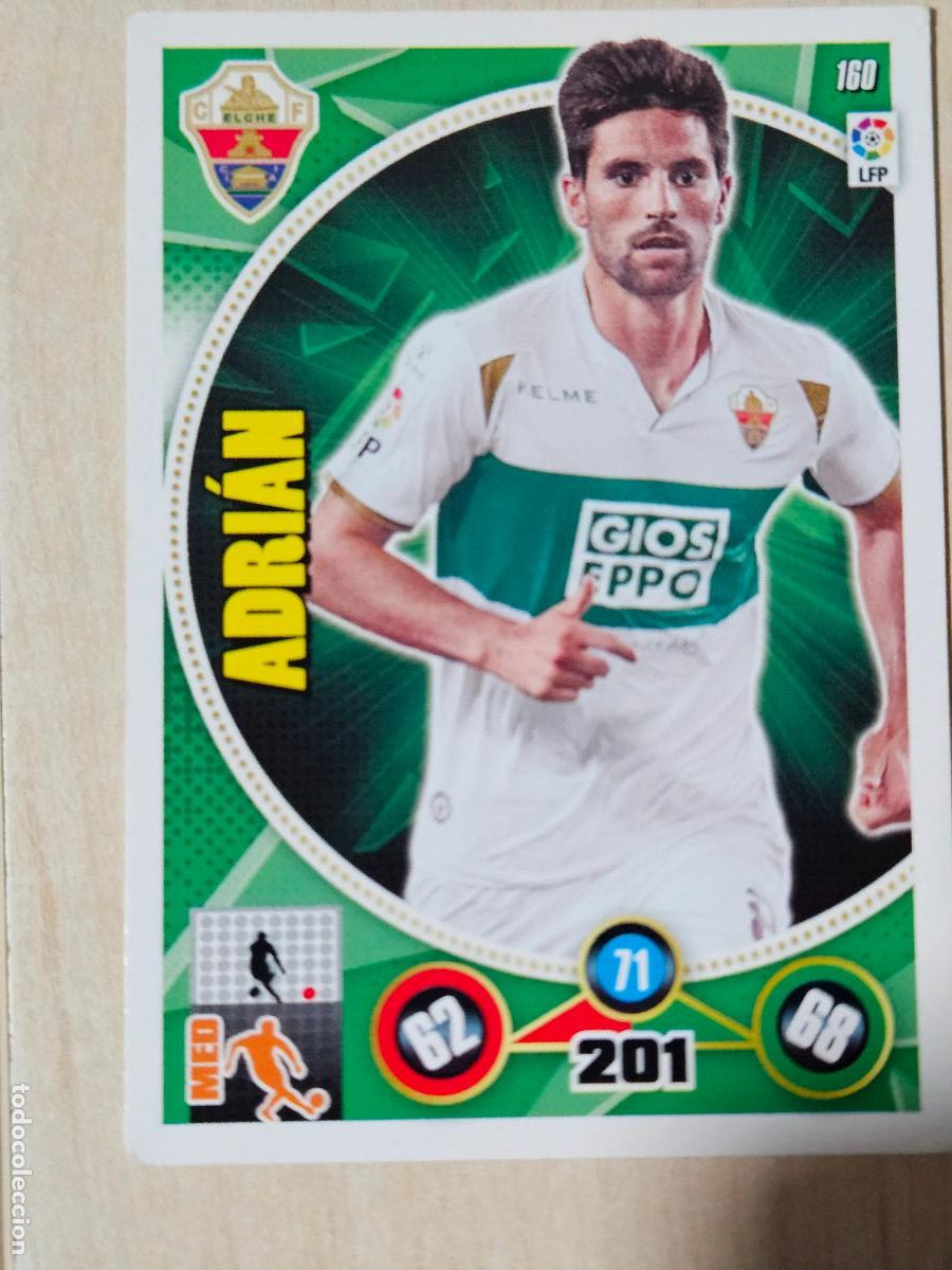 Cromos de f&uacute;tbol: FICHA N&ordm; 160 ADRIAN - ADRENALYN 14 15 - PANINI 2014 - 15 - CROMO - ELCHE