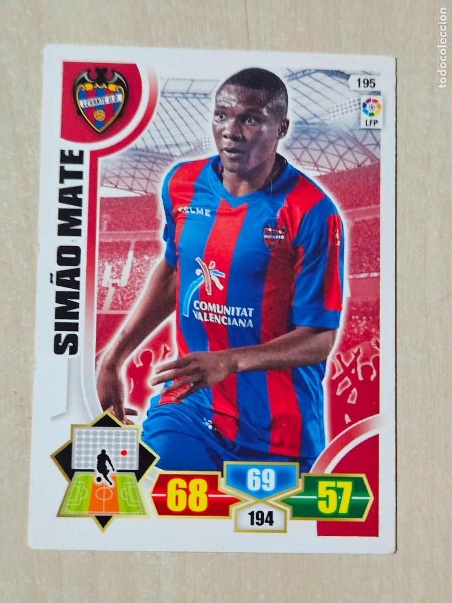 Cromos de f&uacute;tbol: FICHA N&ordm; 195 SIMAO MATE - ADRENALYN 13 14 - PANINI 2013 -14 - CROMO - LEVANTE