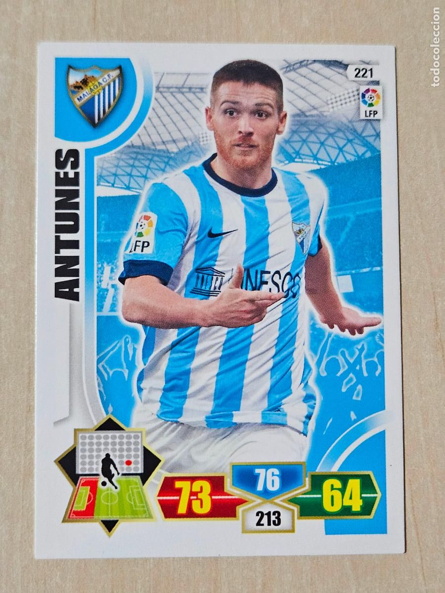 Cromos de f&uacute;tbol: FICHA N&ordm; 221 ANTUNES - ADRENALYN 13 14 - PANINI 2013 -14 - CROMO - MALAGA
