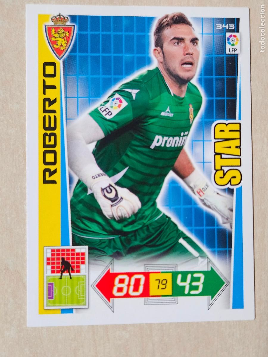 Cromos de f&uacute;tbol: FICHA N&ordm; 343 ROBERTO - ADRENALYN 12 13 - PANINI 2012 -13 - CROMO - REAL ZARAGOZA