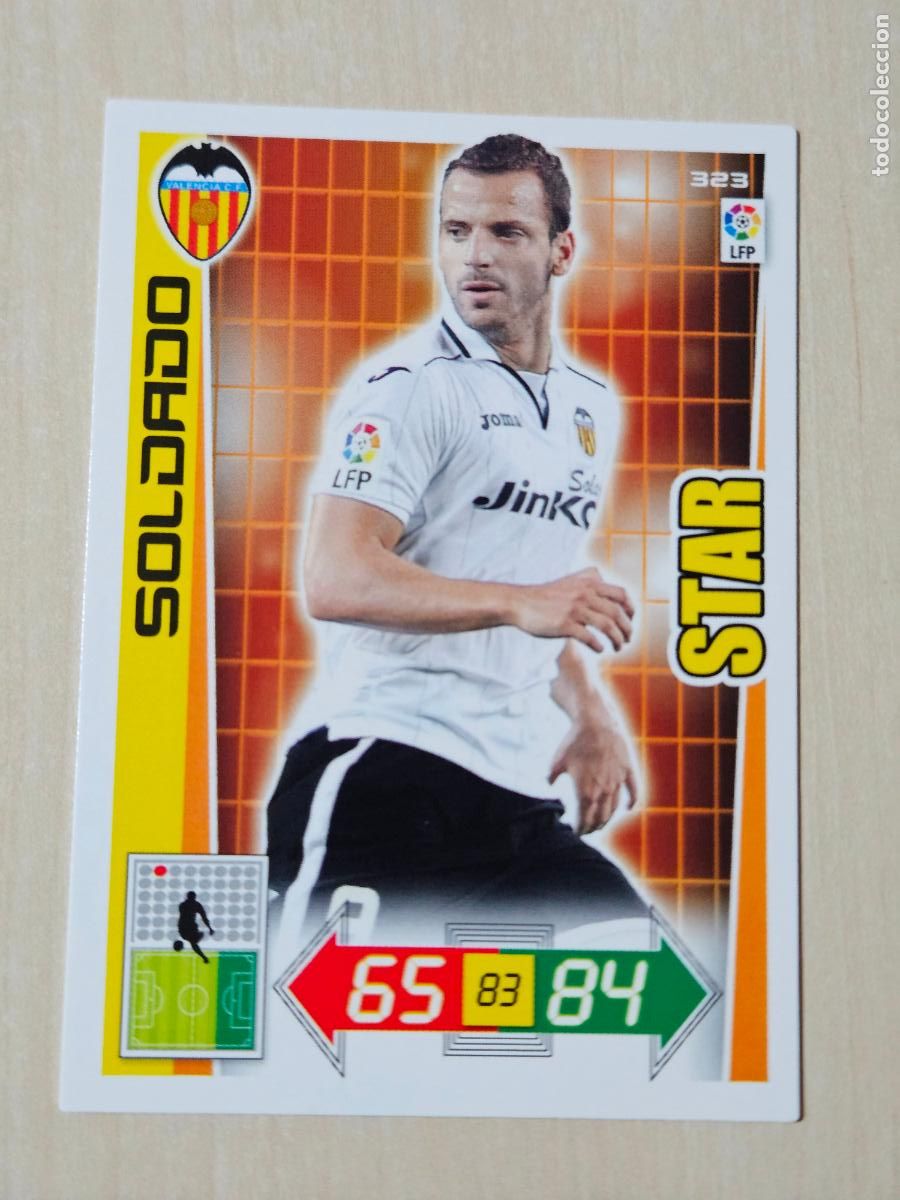 Cromos de f&uacute;tbol: FICHA N&ordm; 323 SOLDADO - ADRENALYN 12 13 - PANINI 2012 -13 - CROMO - VALENCIA