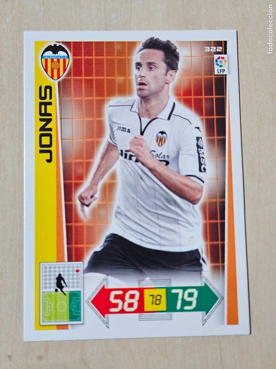 Cromos de f&uacute;tbol: FICHA N&ordm; 322 JONAS - ADRENALYN 12 13 - PANINI 2012 -13 - CROMO - VALENCIA