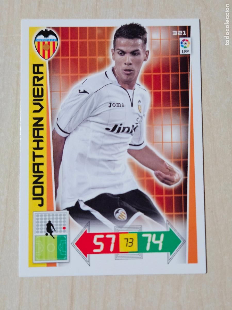 Cromos de f&uacute;tbol: FICHA N&ordm; 321 JONATHAN VIERA - ADRENALYN 12 13 - PANINI 2012 -13 - CROMO - VALENCIA