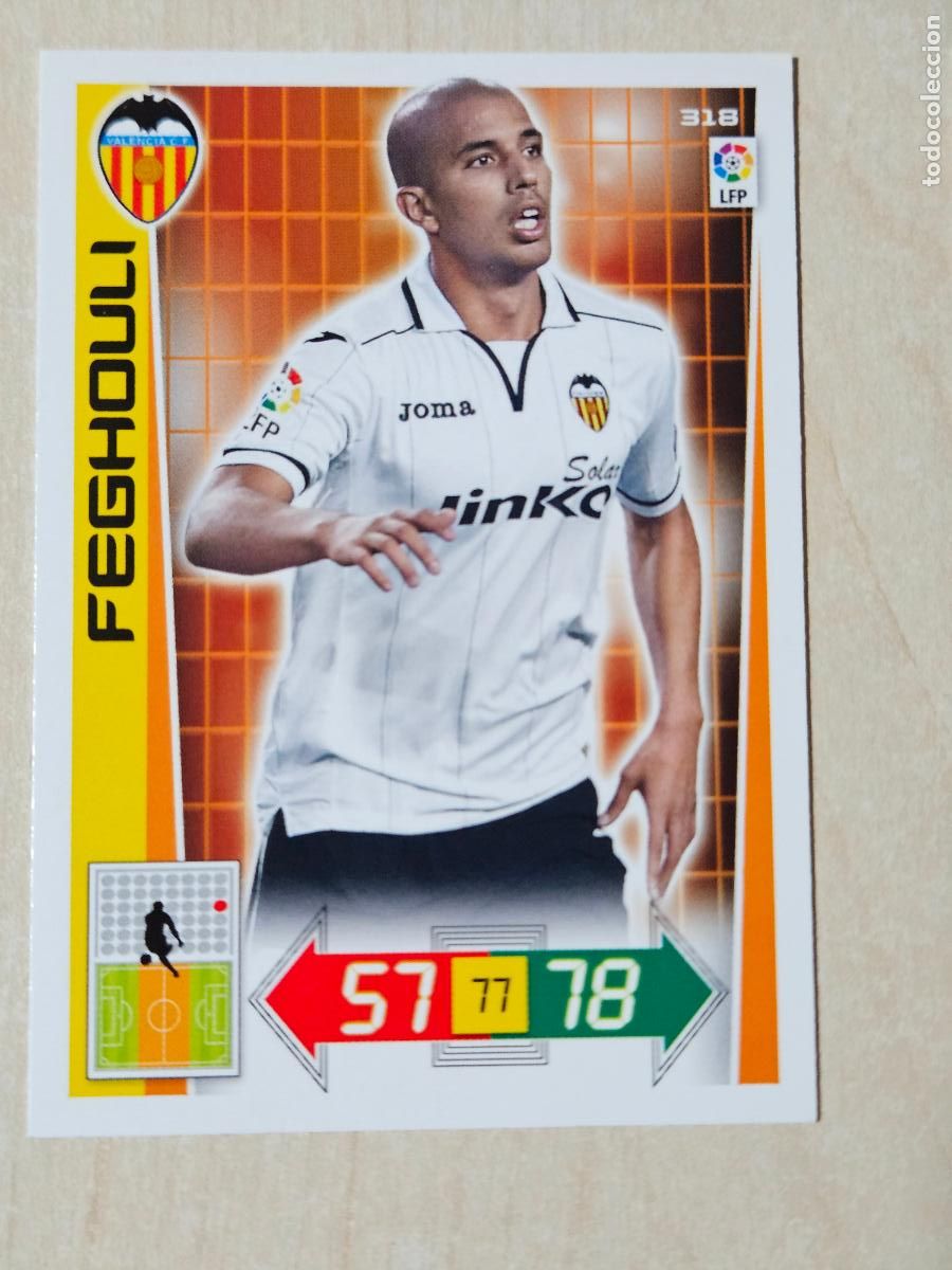 Cromos de f&uacute;tbol: FICHA N&ordm; 318 FEGHOULI - ADRENALYN 12 13 - PANINI 2012 -13 - CROMO - VALENCIA