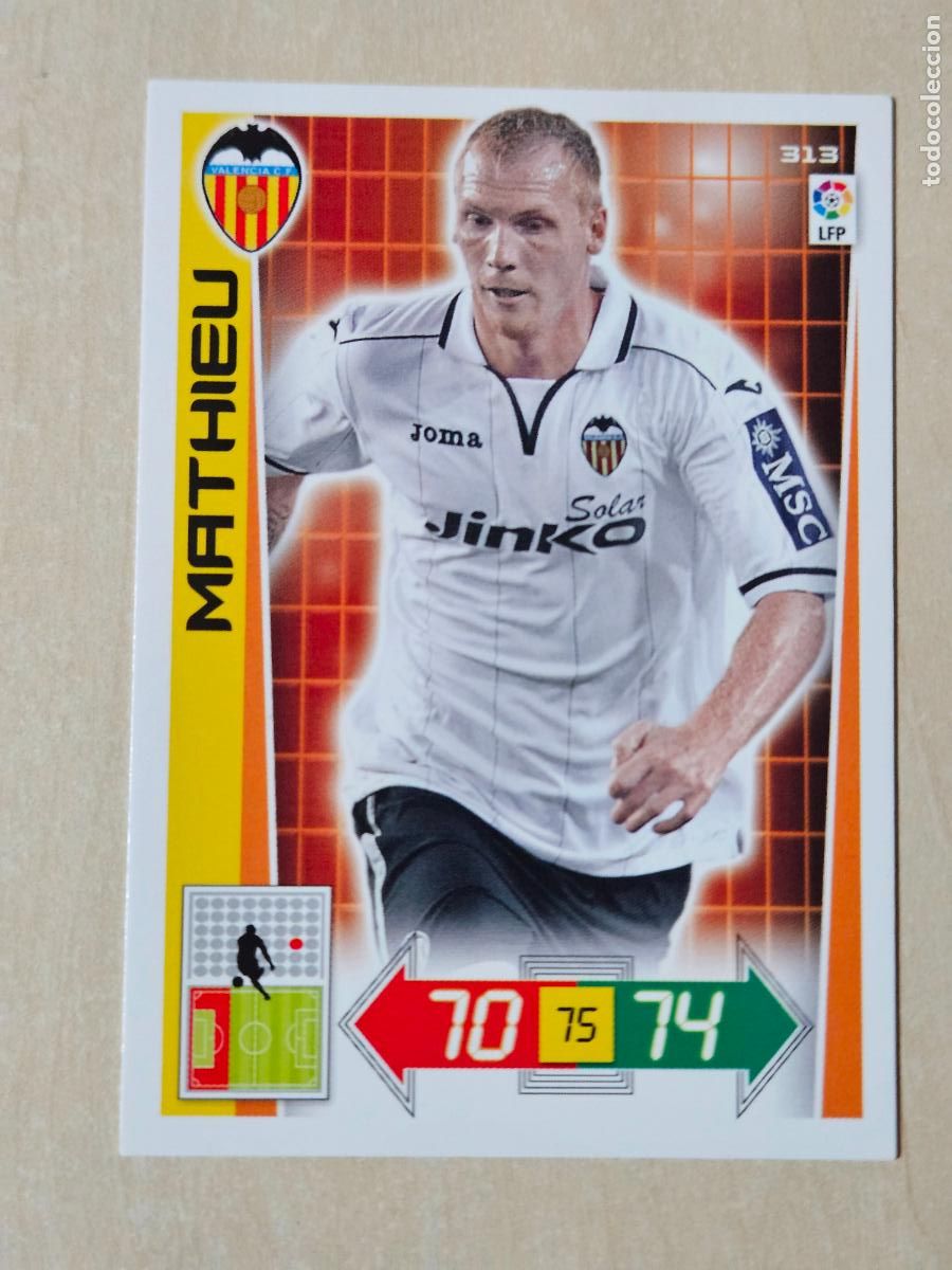 Cromos de f&uacute;tbol: FICHA N&ordm; 313 MATHIEU - ADRENALYN 12 13 - PANINI 2012 -13 - CROMO - VALENCIA