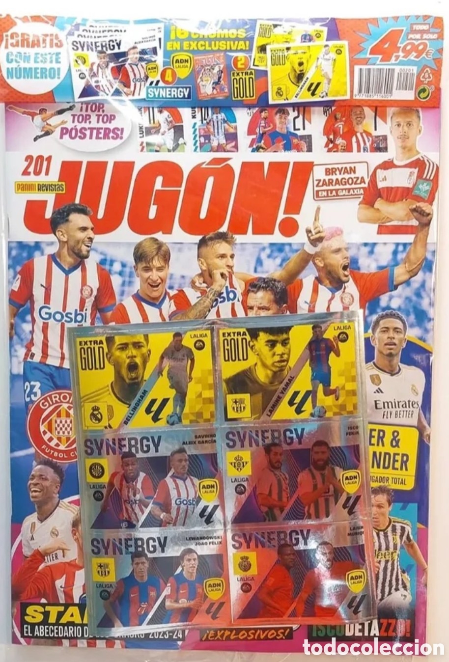 Cromos de f&uacute;tbol: Revista Jug&oacute;n 201 Lamine Yamal Liga Este 2023-24 Extra Gold Rookie