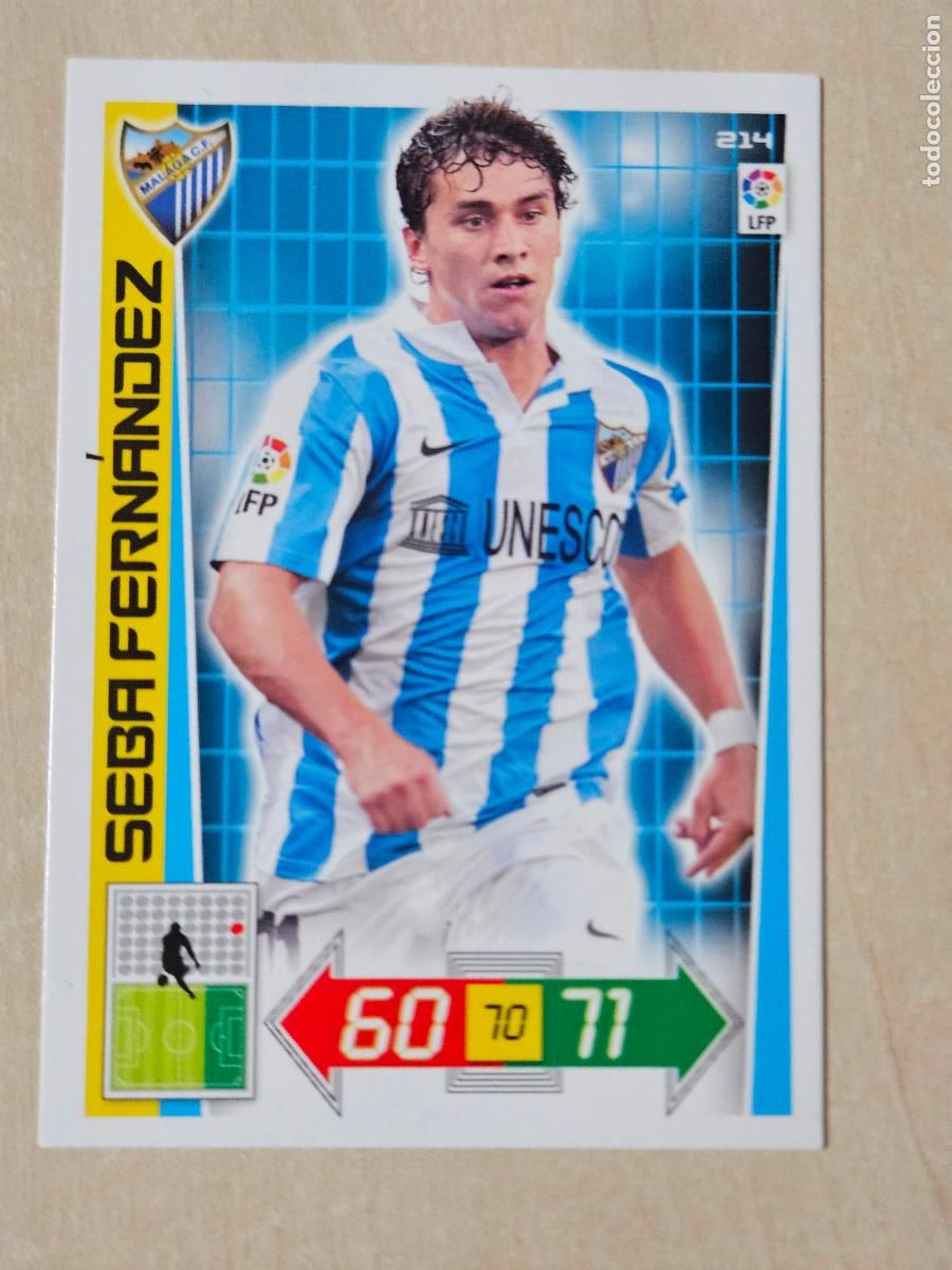 Figurine di Calcio: FICHA N&ordm; 214 SEBA FERNANDEZ - ADRENALYN 12 13 - PANINI 2012 -13 - CROMO - MALAGA