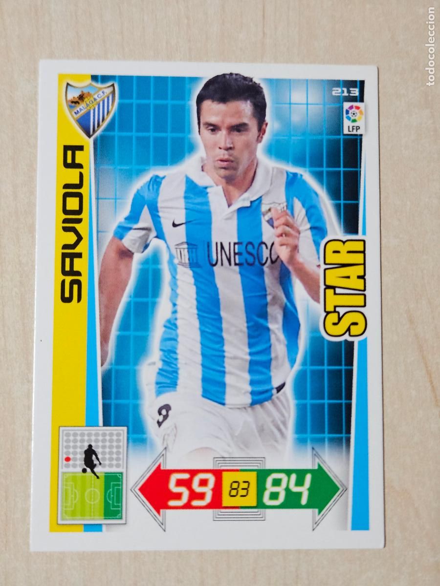 Figurine di Calcio: FICHA N&ordm; 213 SAVIOLA - ADRENALYN 12 13 - PANINI 2012 -13 - CROMO - MALAGA