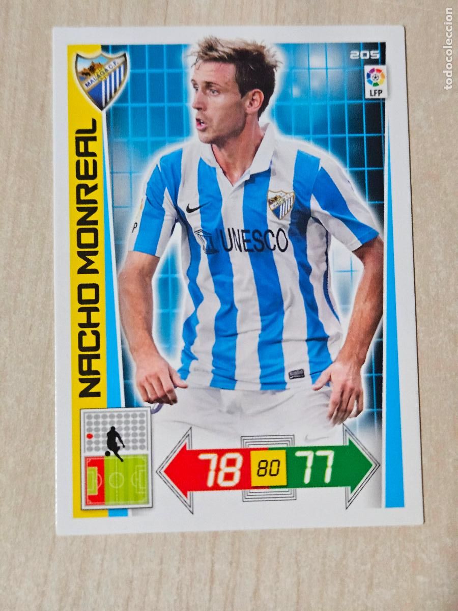 Figurine di Calcio: FICHA N&ordm; 205 NACHO MONREAL - ADRENALYN 12 13 - PANINI 2012 -13 - CROMO - MALAGA