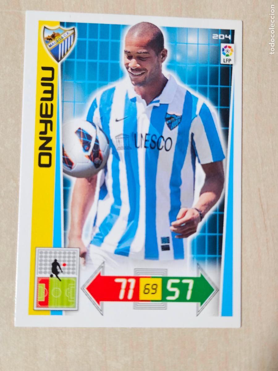 Cromos de f&uacute;tbol: FICHA N&ordm; 204 ONYEWU - ADRENALYN 12 13 - PANINI 2012 -13 - CROMO - MALAGA