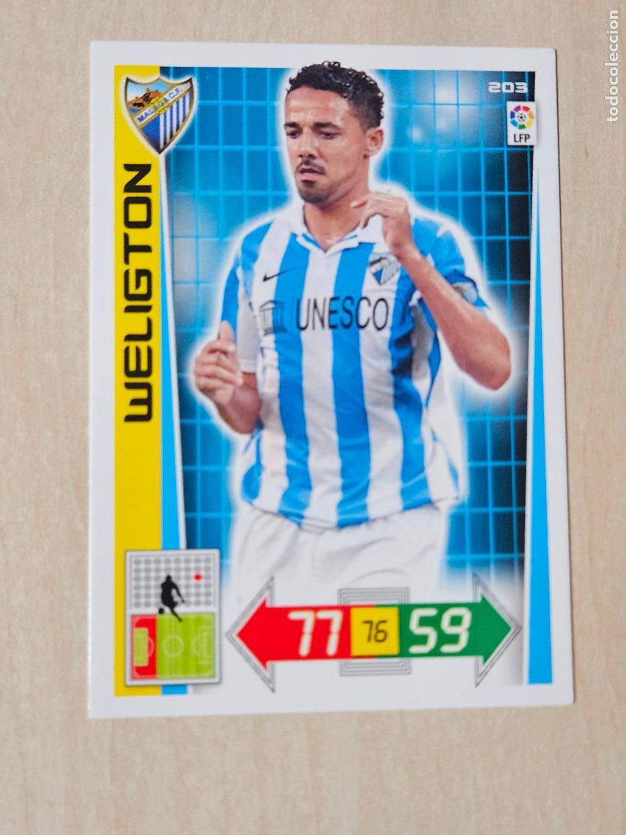 Cromos de f&uacute;tbol: FICHA N&ordm; 203 WELIGTON - ADRENALYN 12 13 - PANINI 2012 -13 - CROMO - MALAGA