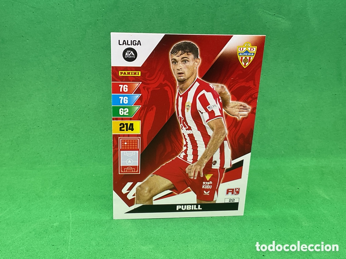 Cromos de f&uacute;tbol: N&ordm; 22. PUBILL. UD ALMERIA. LA LIGA 2023/2024. ADRENALYN XL TRADING CARD GAME. PANINI.