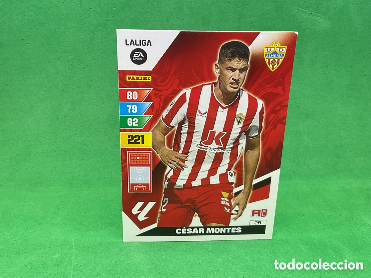 Cromos de f&uacute;tbol: N&ordm; 25. CESAR MONTES. UD ALMERIA. LA LIGA 2023/2024. ADRENALYN XL TRADING CARD GAME. PANINI.