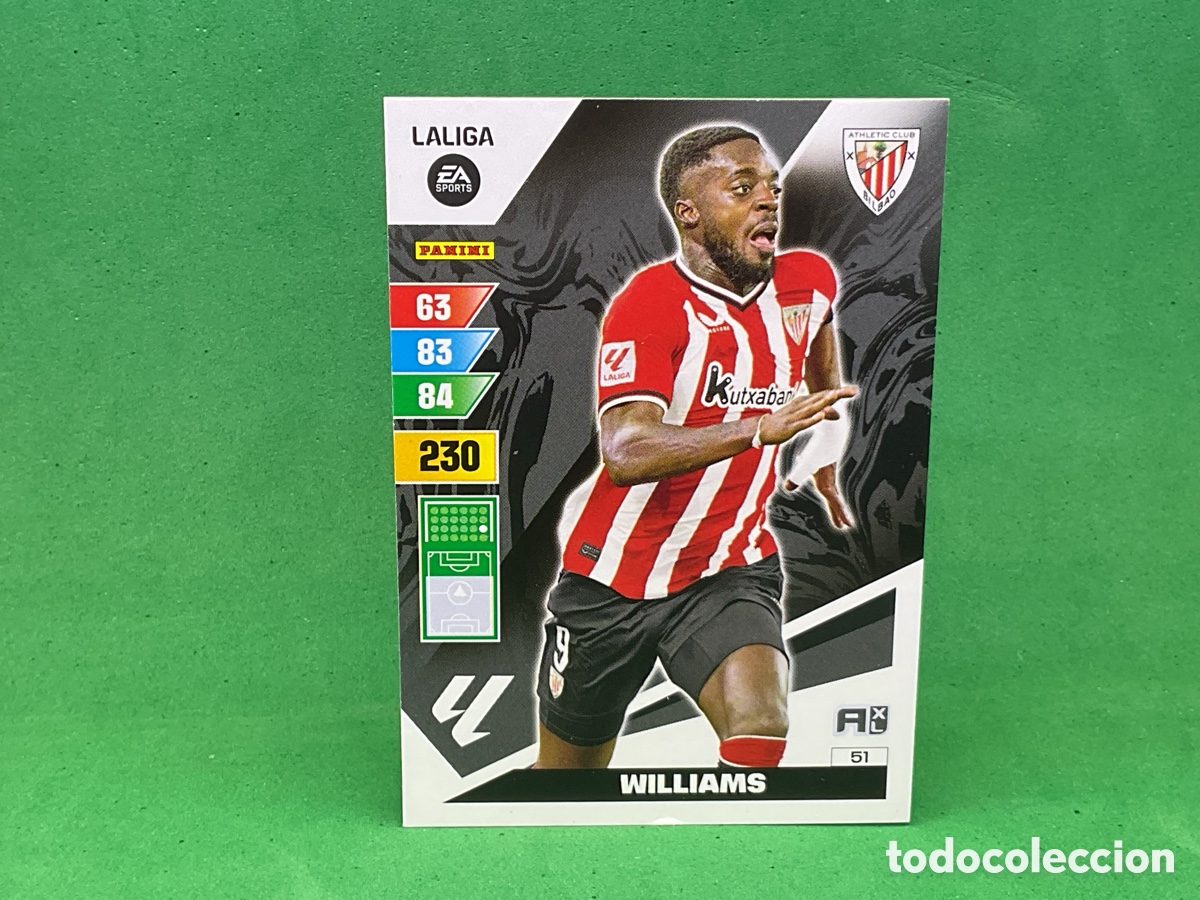 Cromos de f&uacute;tbol: N&ordm; 51 . I WILLIAMS .ATHLETIC CLUB BILBAO. LA LIGA 2023/2024. ADRENALYN XL TRADING CARD GAME. PANINI.