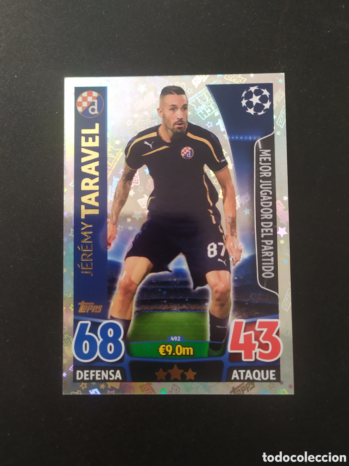 Cromos de f&uacute;tbol: UEFA Champions match attax topps 2015 2016 15 16 Taravel mejor jugador n&deg; 492 Dinamo Zagreb