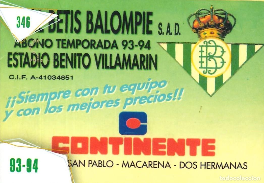 Cromos de f&uacute;tbol: FUTBOL - BETIS CARDS - 2025-2026 - 25-26 - REAL BETIS - 346 - CARNET - TEMPORADA 1993-1994