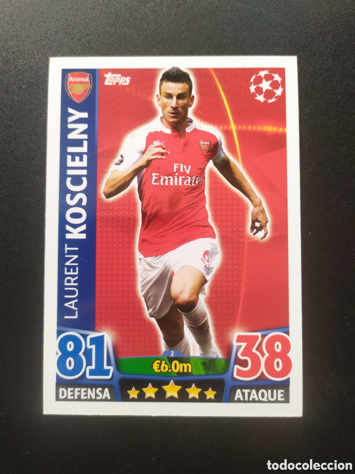 Cromos de f&uacute;tbol: UEFA Champions match attax topps 2015 2016 15 16 Koscielny n&deg; 2 Arsenal