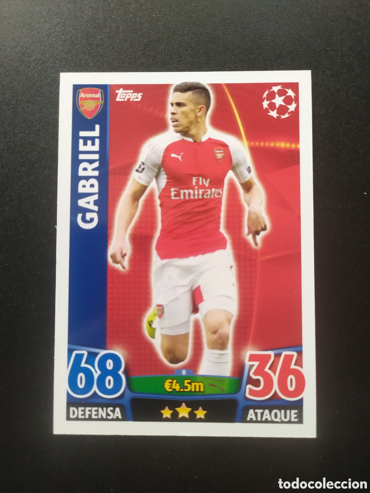 Cromos de f&uacute;tbol: UEFA Champions match attax topps 2015 2016 15 16 Gabriel n&deg; 8 Arsenal