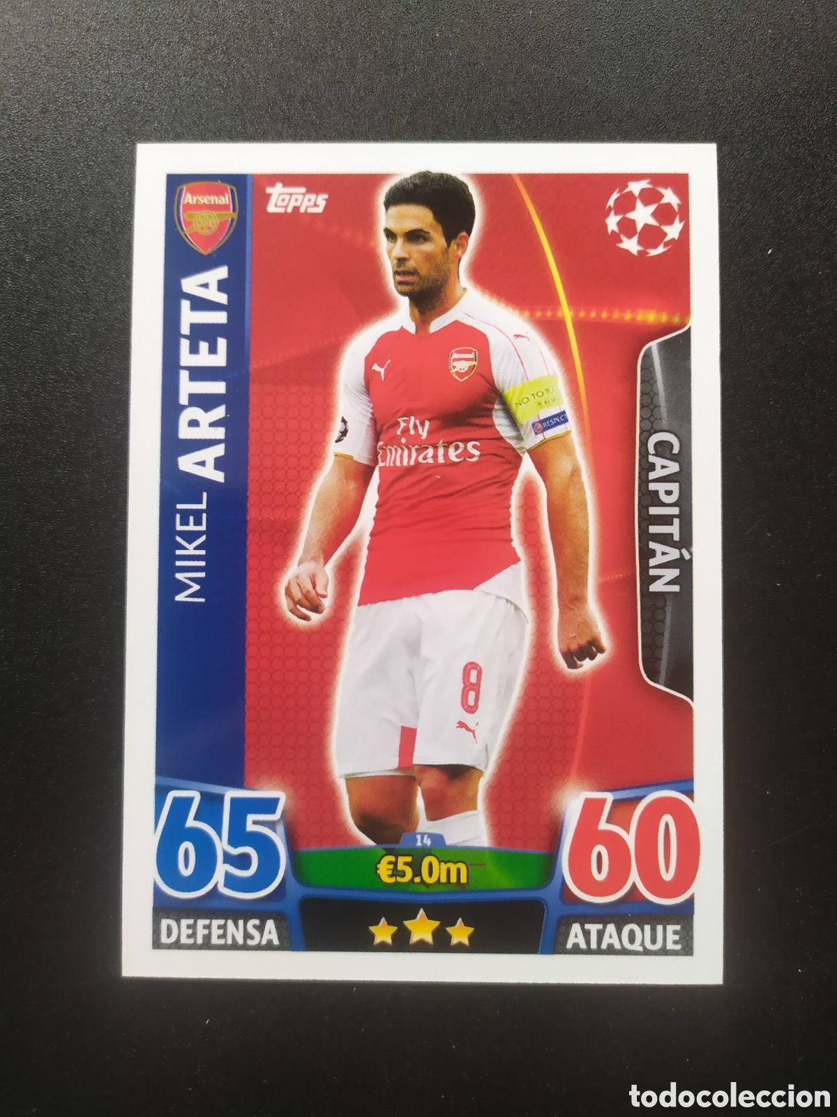 Cromos de f&uacute;tbol: UEFA Champions match attax topps 2015 2016 15 16 Arteta n&deg; 14 Arsenal