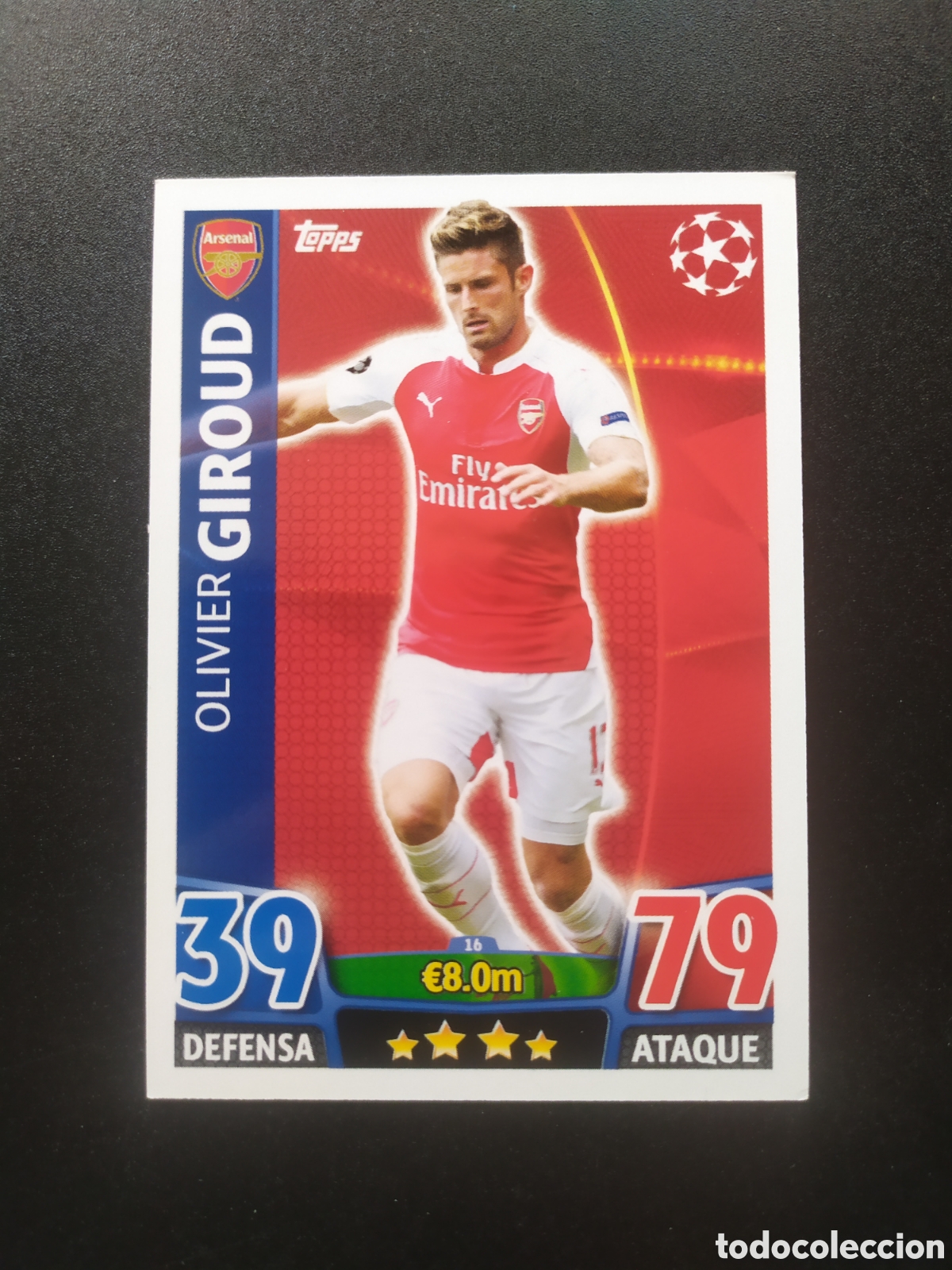 Cromos de f&uacute;tbol: UEFA Champions match attax topps 2015 2016 15 16 Giroud n&deg; 16 Arsenal