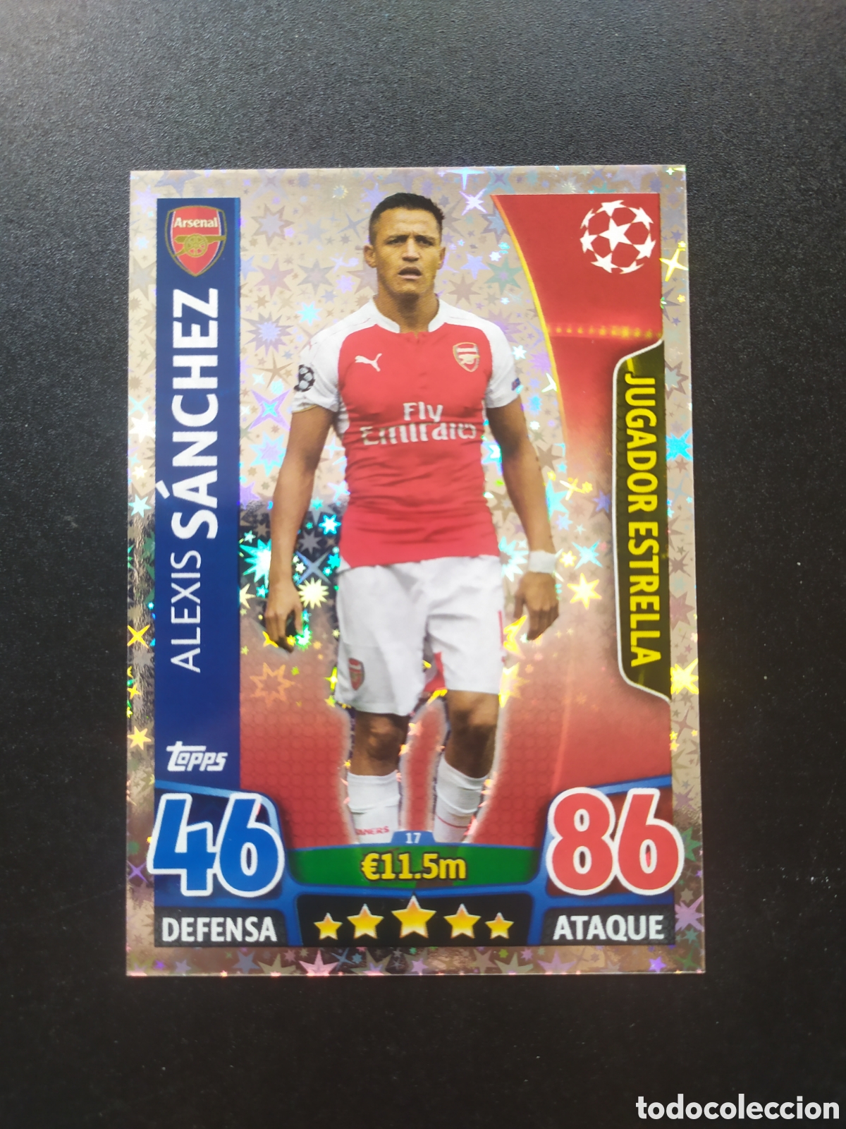 Cromos de f&uacute;tbol: UEFA Champions match attax topps 2015 2016 15 16 Alexis S&aacute;nchez jugador estrella n&deg; 17 Arsenal