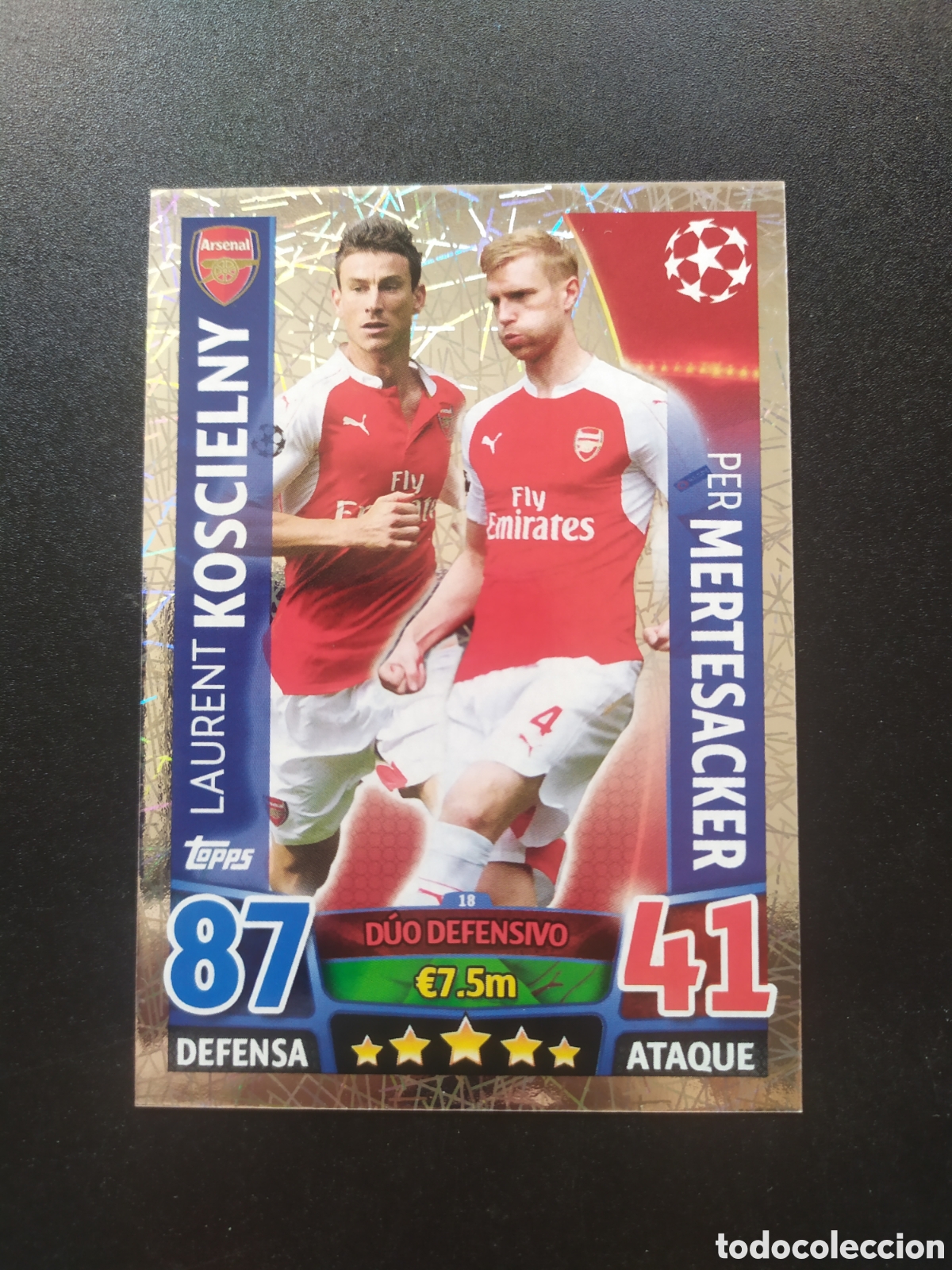 Cromos de f&uacute;tbol: UEFA Champions match attax topps 2015 2016 15 16 Koscielny Mertesacker n&deg; 18 Arsenal