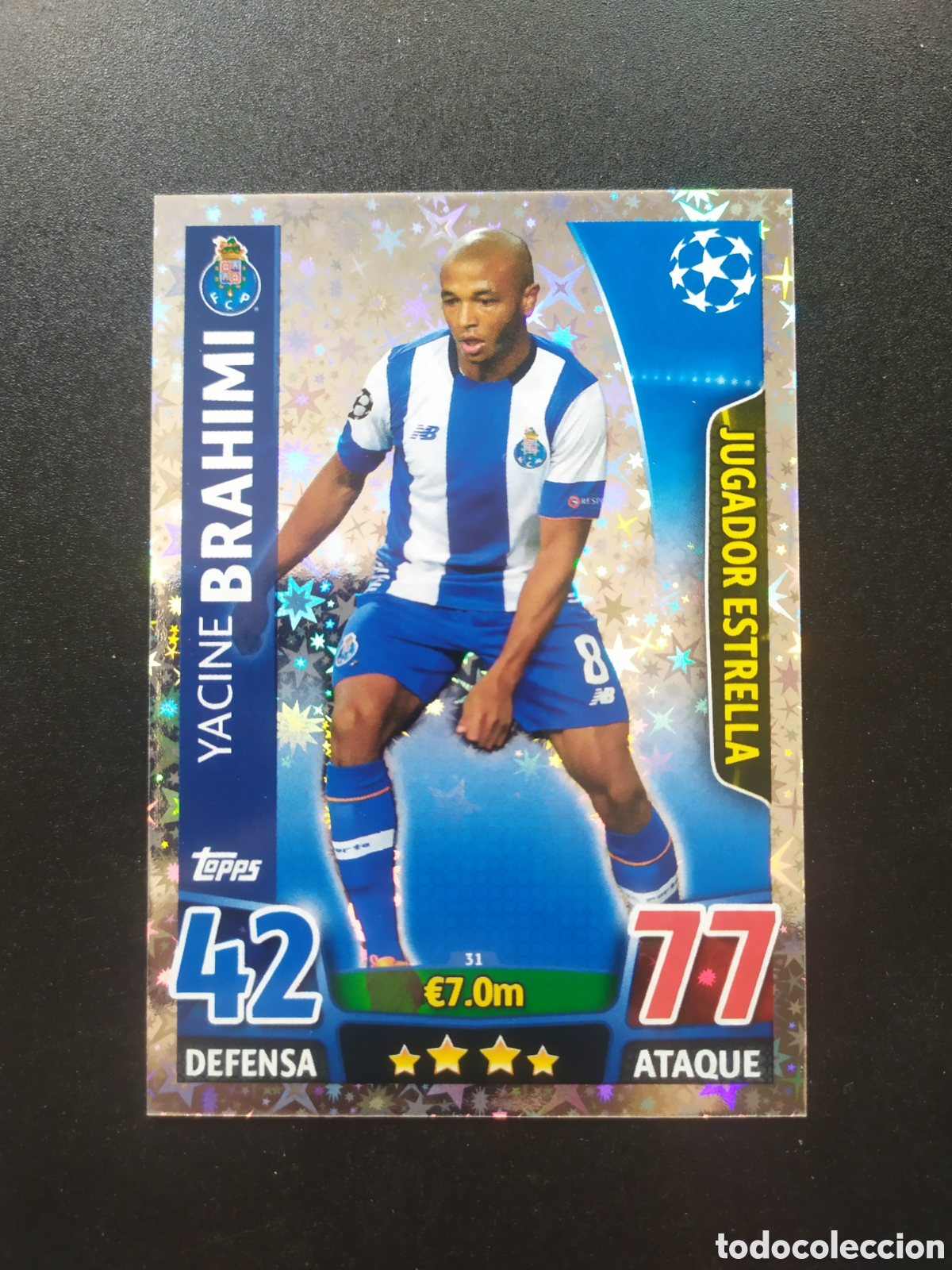 Cromos de f&uacute;tbol: UEFA Champions match attax topps 2015 2016 15 16 Brahimi jugador estrella n&deg; 31 Porto