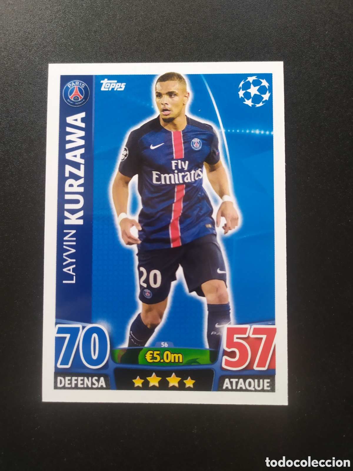 Cromos de f&uacute;tbol: UEFA Champions match attax topps 2015 2016 15 16 Kurzawa n&deg; 56 Paris Saint-Germain