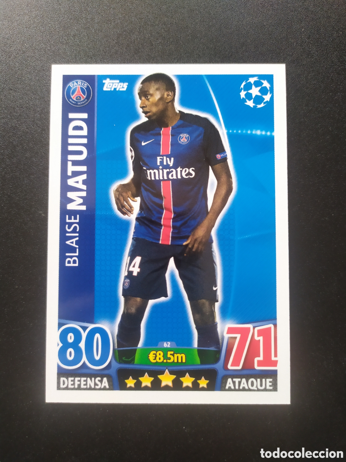 Cromos de f&uacute;tbol: UEFA Champions match attax topps 2015 2016 15 16 Matuidi n&deg; 62 Paris Saint-Germain