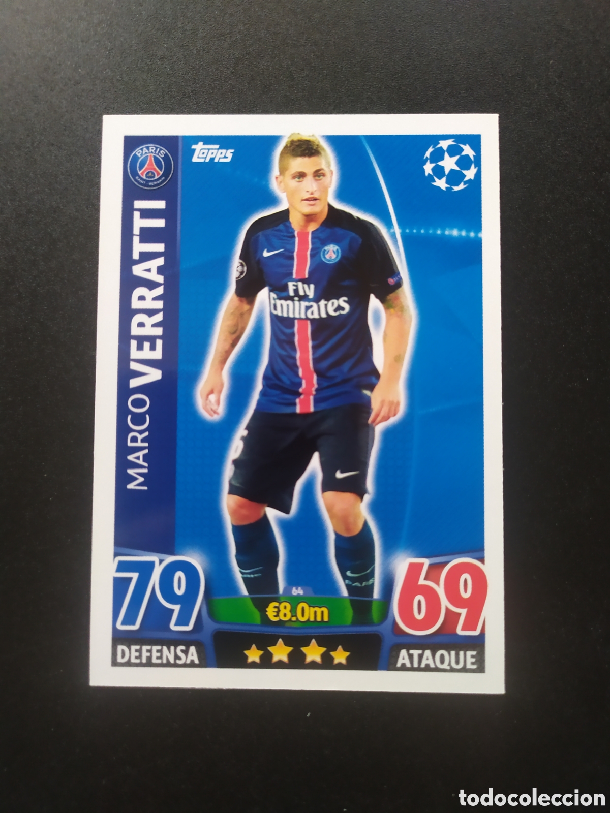 Cromos de f&uacute;tbol: UEFA Champions match attax topps 2015 2016 15 16 Verratti n&deg; 64 Paris Saint-Germain