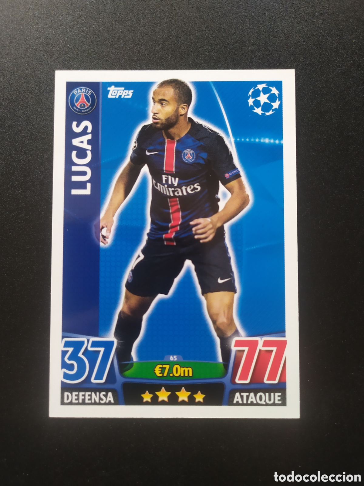 Cromos de f&uacute;tbol: UEFA Champions match attax topps 2015 2016 15 16 Lucas Moura n&deg; 65 Paris Saint-Germain