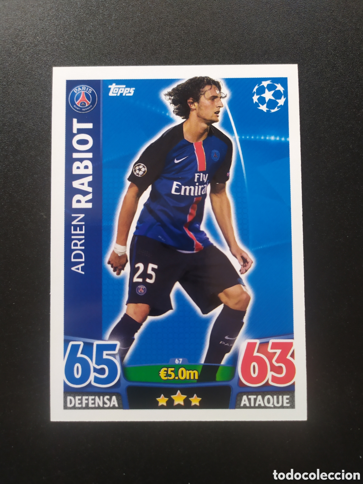 Cromos de f&uacute;tbol: UEFA Champions match attax topps 2015 2016 15 16 Rabiot n&deg; 67 Paris Saint-Germain