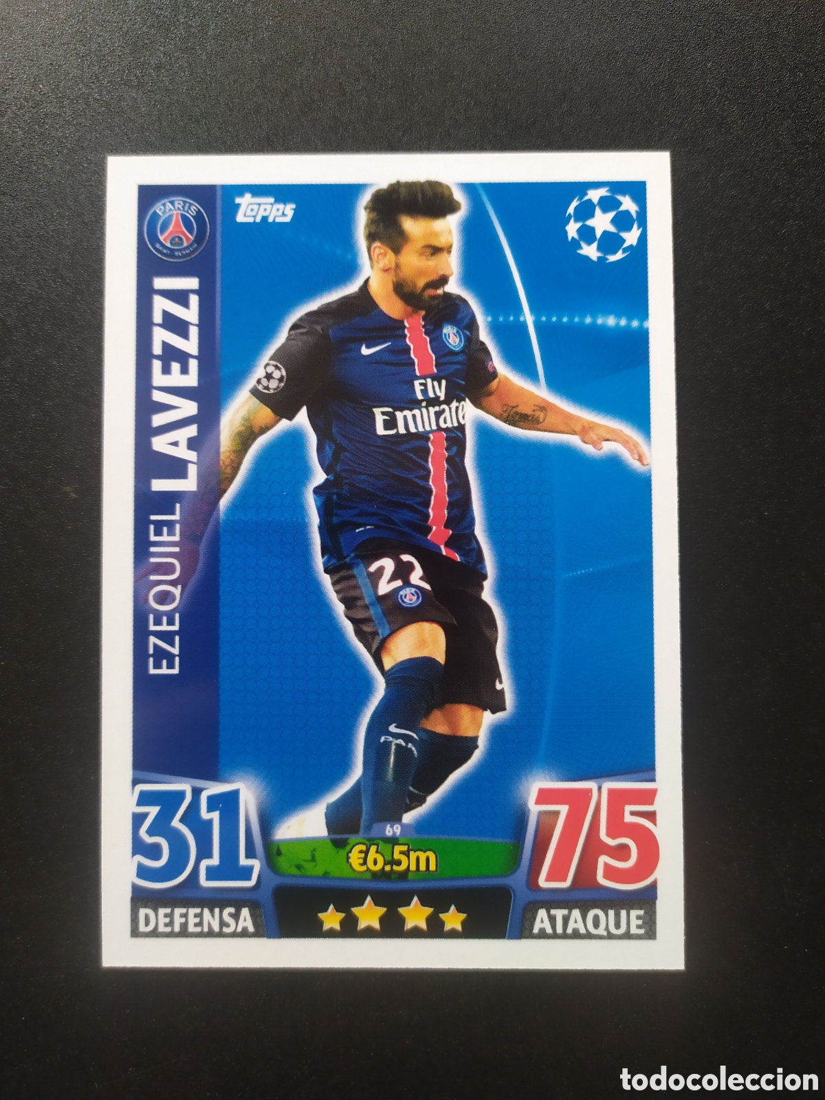 Cromos de f&uacute;tbol: UEFA Champions match attax topps 2015 2016 15 16 Lavezzi n&deg; 69 Paris Saint-Germain