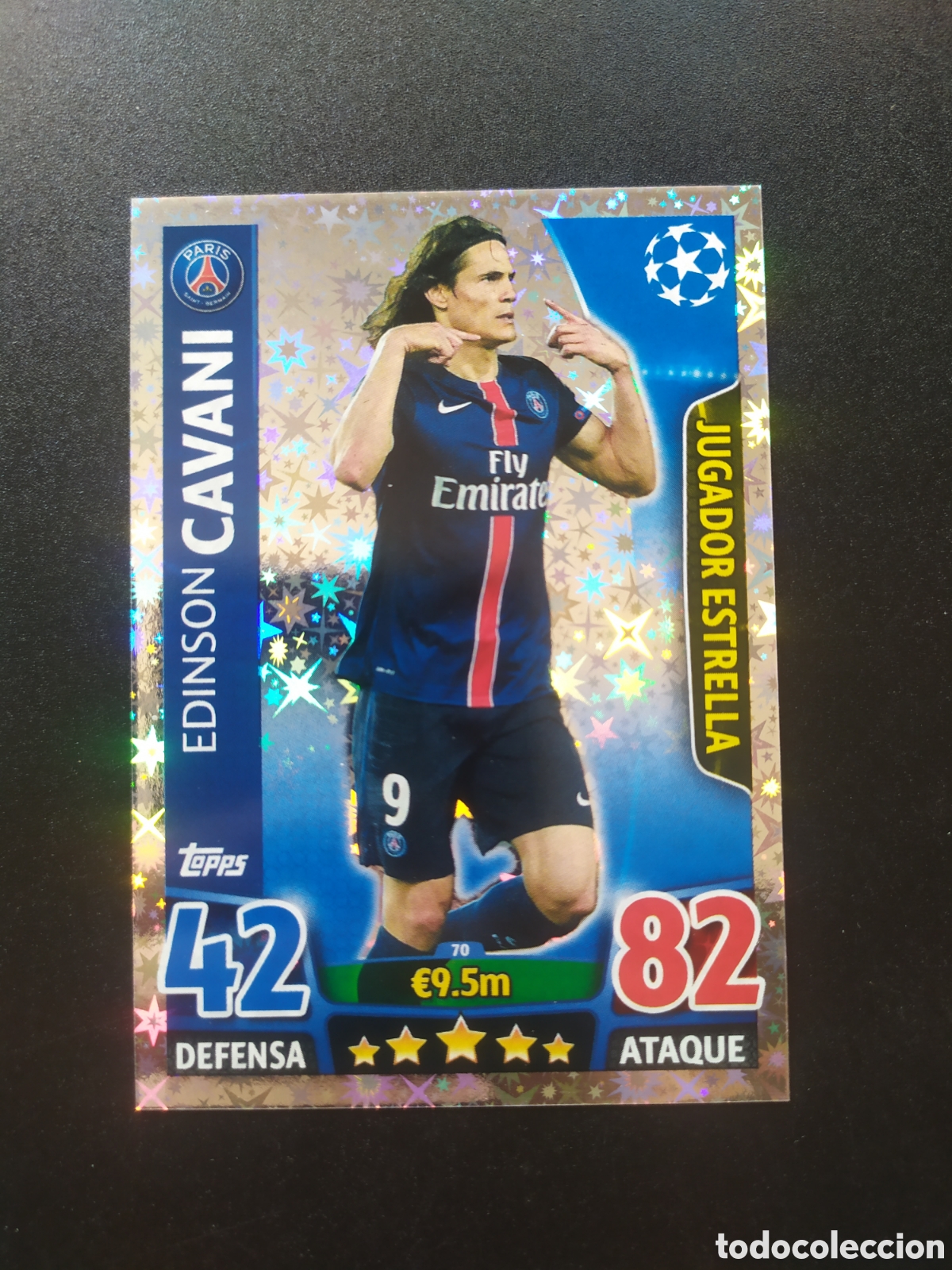 Cromos de f&uacute;tbol: UEFA Champions match attax topps 2015 2016 15 16 Cavani jugador estrella n&deg; 70 Paris Saint-Germain